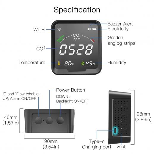 Capteur intelligent de boîte à Air, Wifi, PM2.5, PM10, détecteur de gaz,  humidité, température, contrôle avec application Tuya Smart Life, alarme