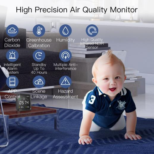 Medidor de CO2 Detector de CO2 portátil Monitor digital de CO2 con función  de alarma, medidor de temperatura y humedad de dióxido de carbono, sensor