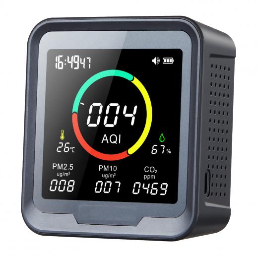 Rileva CO2, 6-in-1 monitor di qualità dell'aria interna, PM2.5, PM10, AQI,  temperatura e umidità con allarme, per camere, cantine, tende di  coltivazione, uffici, ecc. - K&F Concept