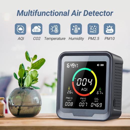 Appareil de mesure de qualité de l'air PCE-AQD 10, mesure CO2, température  et humidité de l'air, ISO