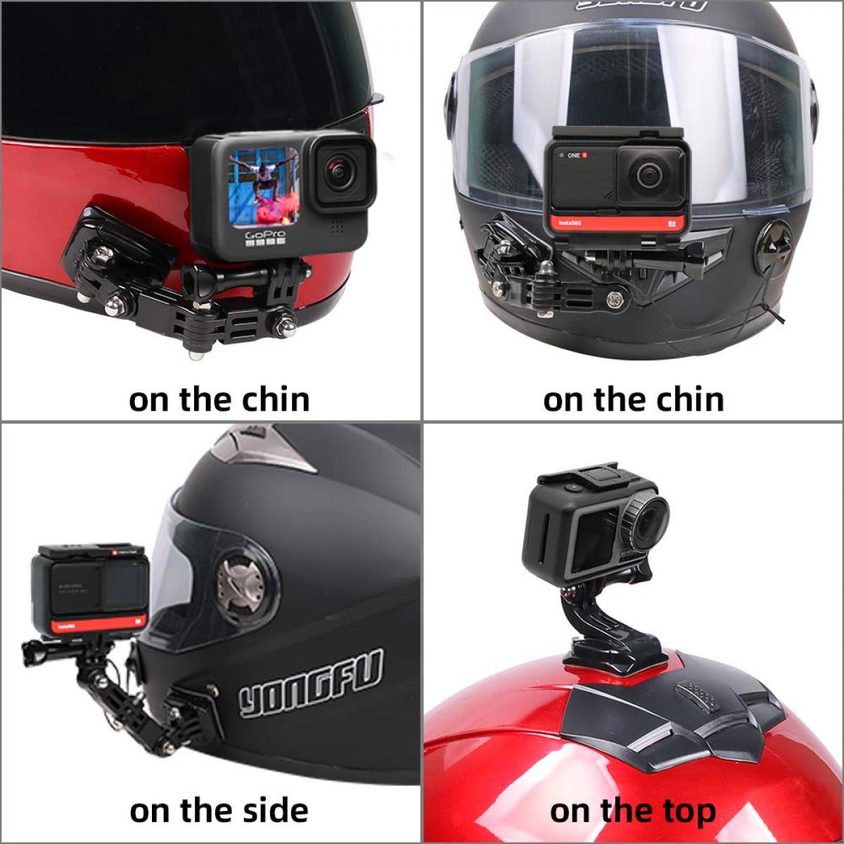Soporte de correa de barbilla para casco de motocicleta compatible con  GoPro Hero 12, 11, 10, 9, 8, 7, (2018), 6, Hero Black, Insta 360, Session