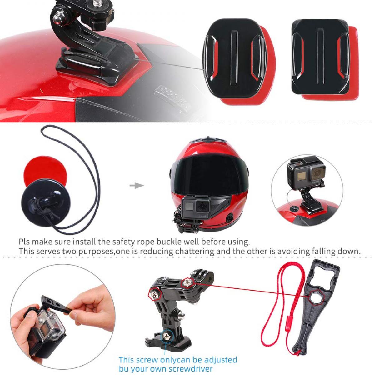 Kit de support de menton pour casque de moto compatible avec GoPro Hero 10  9 8 7 6 5 Black, DJI Osmo Action 2/AKASO/Campark/YI Action Camera, Insta360  Camera, etc. - K&F Concept