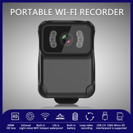 Mini caméra portable CS02, 2MP, 1080P, enregistreur portable WiFi à vision nocturne infrarouge HD, caméra d'action