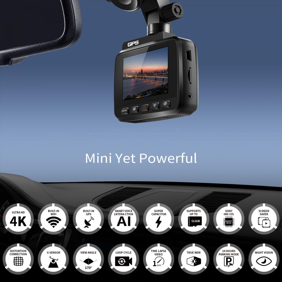Neue echte 2k Dashcam Wifi + gps Ultra HD Autokamera 170  Weitwinkel-Nachtsicht Schwerkraftmessung 24h Parküberwachung Smart Voice  Lnteraction