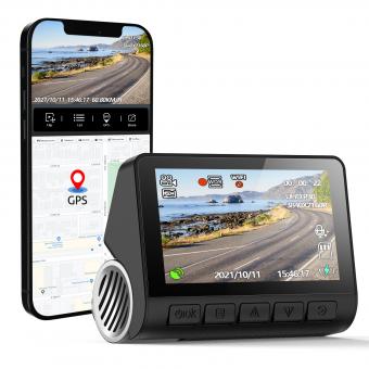 Grabador de coche V55 4K Pantalla IPS de 3,0" Ángulo de grabación de 170° con sensor G, GPS, WiFi, grabación en bucle, control de estacionamiento, visión nocturna (4K a 3840*2160P)