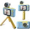 S9 barn digitalkamera med flip linse, stativ, 1080p, 40 megapiksler, beste barnekamera for gutter og jenter fra 3 år blå