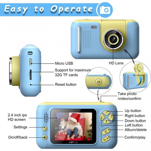 Appareil photo numérique pour enfants S9 avec objectif à bascule