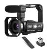 4k videokamera videokamera for YouTube Ultra HD 4K 48MP videoblogg videokamera med mikrofon og fjernkontroll WiFi digitalkamera 3,0" IPS berøringsskjerm IR nattsyn 2 batterier