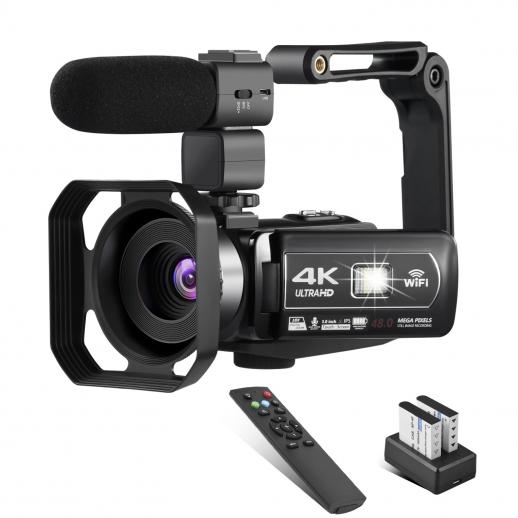 Caméscope 4K+1080P UHD Double objectif avant arrière Caméra vidéo