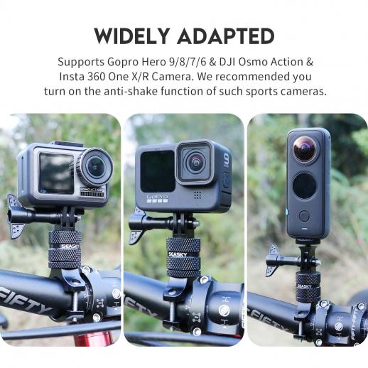 Vélo de montagne vélo moto guidon pince de montage support en alliage  d'aluminium convient à GoPro Hero 11/10/9/8 caméra d'action noire Insta360  One x2 x3 360 DJI OSMO action 2 3 - K&F Concept