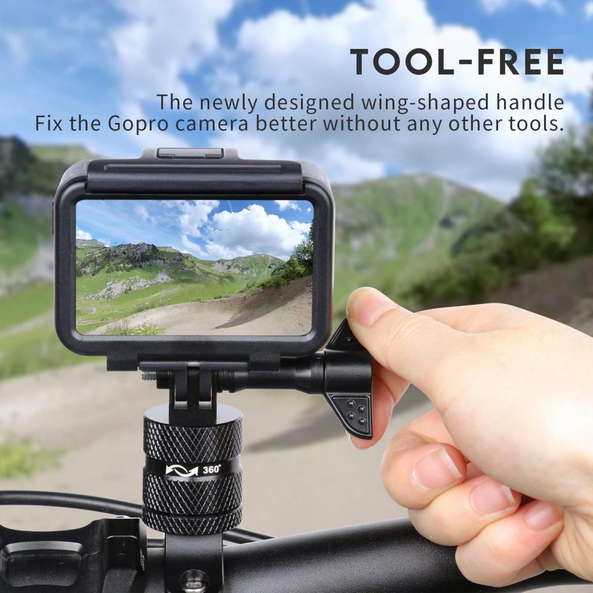 Support Pince Clip Clamp Fixation Mount Vélo Moto Guidon Adaptateur pour  Caméra