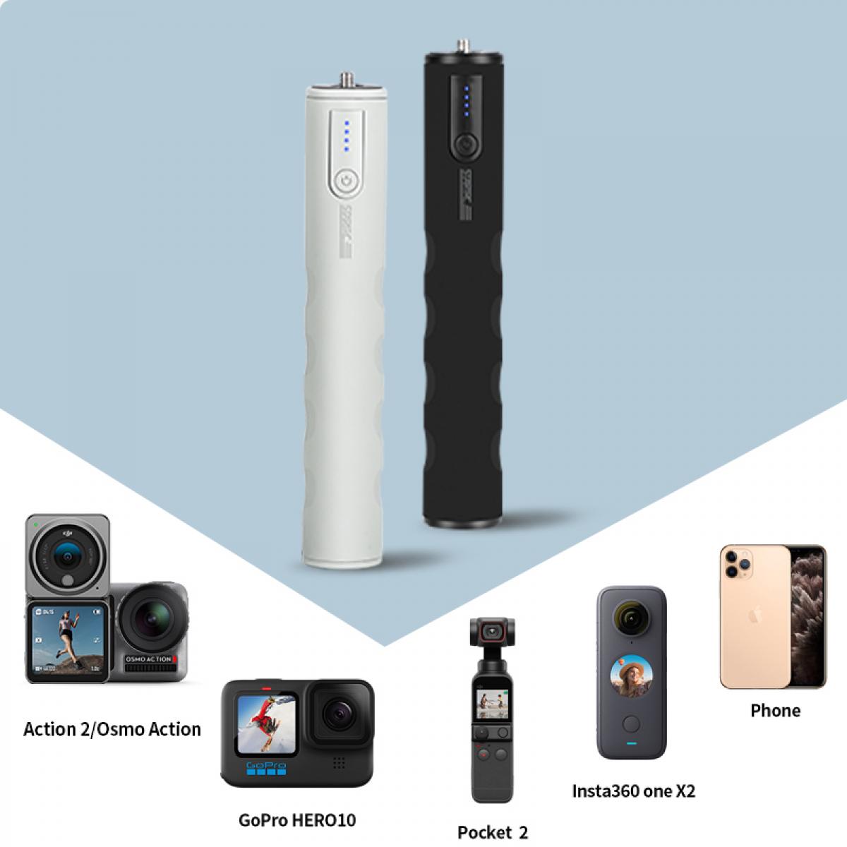 6000 mAh Power Bank Grip -tuki Sony RX100 VII Canon G7X Mark III -kompakti digitaalikamera, GoPro 10 9 8 -toimintakamera, DJI OSMO Pocket ja iPhone 13 Samsung Google OnePlus -älypuhelin valkoinen