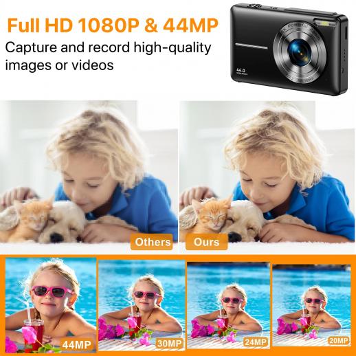 Appareil Photo Numérique,1080P HD Compact Camera 2,4 Pouces LCD  Rechargeable 36 MP Zoom Numérique 16X avec Carte SD 32G,Cadeau pour