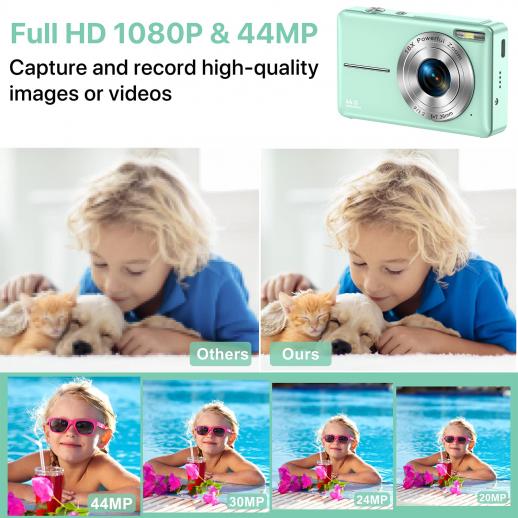 Appareil photo pour enfants, fhd 1080p appareil photo numérique pour enfants,  zoom numérique 16x avec carte