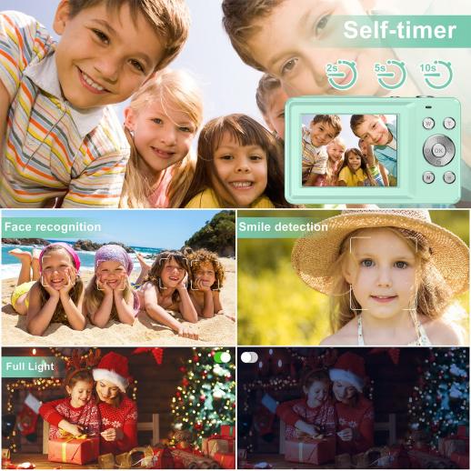 Cámara infantil, cámara digital infantil FHD 1080p, zoom digital 16x con  tarjeta SD de 32 gb