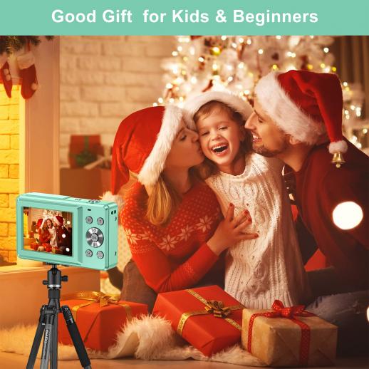 Appareil photo numérique, appareil photo fhd pour enfants, appareil photo  4K 44mp compact Fool pour enfants, adolescents et débutants avec carte SD  32gb, zoom numérique 16x, 2 piles rechargeables blanches - K&F Concept