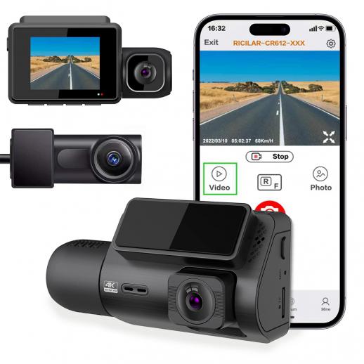 4K Dash Cam Front and Rear, Dual Dash Cam Built-in WiFi GPS Front 4K/2.5K  Rear 1080P Dash Camera Car Dashboard Camera Recorder, Sony Sensor