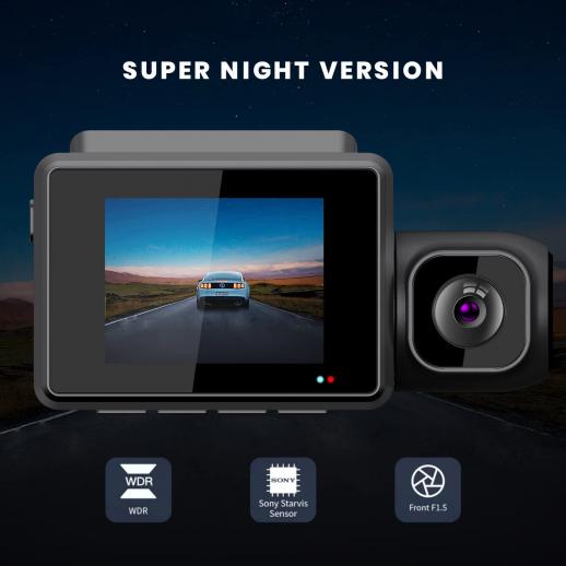 3-Kanal 4K Dash Cam, WiFi Dual Dash Kamera für Autos, 3-Kanal Dash Cam mit  APP, WDR Loop Aufnahme, GPS, 24-Stunden-Parkmonitor, G-Sensor, Nachtsicht,  Notfallsperre, Unterstützung 256GB Max - KENTFAITH