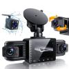 3-kanaals Dash Cam Voor en Achter Binnenin 3-kanaals 1080P, Verstelbare Lens Dash Camera voor Auto's met 8 IR Lampen Nachtzicht, Drie Manieren Triple Car Camera, Loop Recording, G-sensor, Parkeermonitor