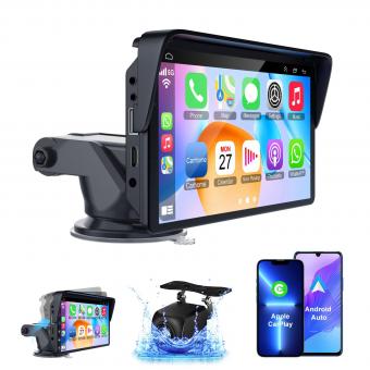 Écran Portable Apple Carplay pour Voiture, Écran Tactile IPS de 7 pouces, Prise en Charge Stéréo Sans Fil Carplay et Android Auto, AirPlay, Bluetooth, Mirror Link/Mic/TF/USB/AUX pour Tous les Céhicules