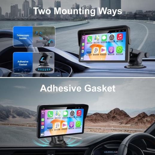Schermo portatile Apple Carplay per auto, 7 pollici IPS Touchscreen Auto  Stereo Supporto senza fili Carplay & Android Auto, AirPlay, Bluetooth,  Mirror Link/Mic/TF/USB/AUX per tutti i veicoli - K&F Concept