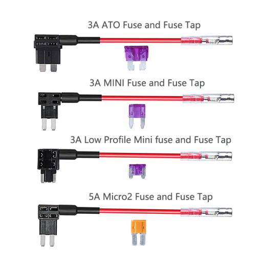 Kit de câblage pour caméra embarquée, mini USB, convertit 12 V-24 V en 5  V/2,5 A avec kit de fusible et outil d'installation, protection basse  tension (3,5 m) : : Électronique