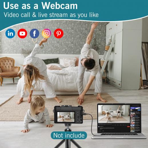 Cámara Vlog Digital de 56MP cámara de Video 4K Salida HD Antivibración Zoom  Digital 16X para Viajes ANGGREK Otros