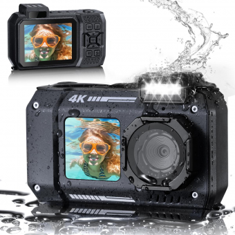33FT Vattentät Digitalkamera 4K 48MP Dual-Screen Selfie Videokamera Undervattenskamera Kentfaith