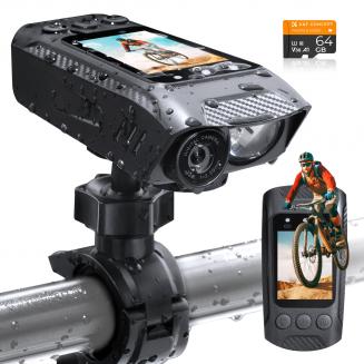 4K Bike Camera 2in Display 1000LM Bicycle Light IP67 Waterproof WIFI Connection