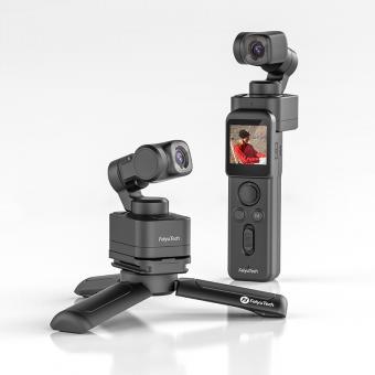 Kit FeiyuTech Pocket 3 - Télécommande et caméra 4K 60FPS avec stabilisateur à main à 3 axes, caméra d'action portable, suivi par IA, poignée détachable, aimants pour vidéos YouTube et TikTok.