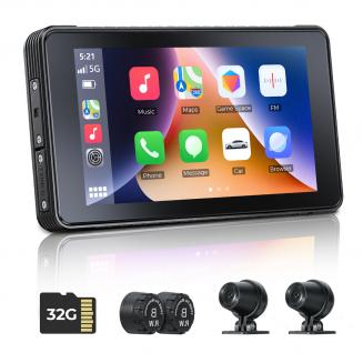 CarPlay dla motocykla Android Auto Dash Cam Przednia i Tylna Nawigacja GPS