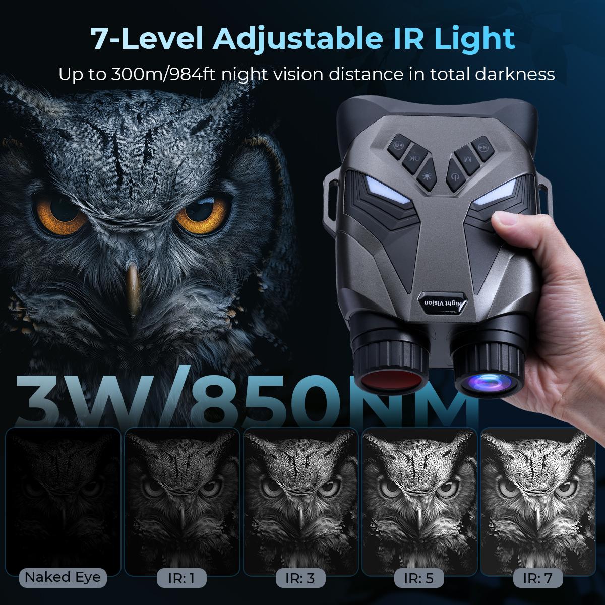 Jumelles Vision Nocturne 4K Avec Écran Agrandi De 7", Boutons Rétroéclairés, Carte De 32g Kent