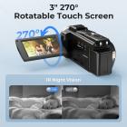 5K 48MP videokamera med vippeskjerm for vlogging, HD WiFi-videokamera med IR-nattsyn, aluminiumstativ, fjernkontroll, egnet for filmproduksjon, YouTube-begynnere