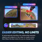 Insta360 X4, Câmera de Ação 360 à Prova d'Água 8K, Vídeo AI 4K, Guardas Removíveis de Bastão Invisível, 135Min