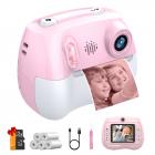 Câmera Instantânea para Crianças com Impressão de Fotos Coloridas, Selfie Duplo Frontal e Traseiro, Vídeo HD 1080P para 3-12 Anos, Rosa, Kentfaith
