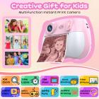 Câmera Instantânea para Crianças com Impressão de Fotos Coloridas, Selfie Duplo Frontal e Traseiro, Vídeo HD 1080P para 3-12 Anos, Rosa, Kentfaith