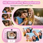 Câmera Instantânea para Crianças com Impressão de Fotos Coloridas, Selfie Duplo Frontal e Traseiro, Vídeo HD 1080P para 3-12 Anos, Rosa, Kentfaith