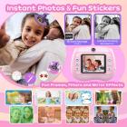 Câmera Instantânea para Crianças com Impressão de Fotos Coloridas, Selfie Duplo Frontal e Traseiro, Vídeo HD 1080P para 3-12 Anos, Rosa, Kentfaith