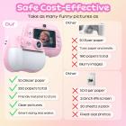 Câmera Instantânea para Crianças com Impressão de Fotos Coloridas, Selfie Duplo Frontal e Traseiro, Vídeo HD 1080P para 3-12 Anos, Rosa, Kentfaith