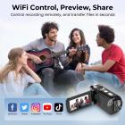 Câmera de Vídeo 4K, Fotos de 64MP, Conexão WiFi, Zoom 28X, Microfone Sem Fio, NV em Cores Completas, Kentfaith