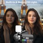 Câmera de Vídeo 4K, Fotos de 64MP, Conexão WiFi, Zoom 28X, Microfone Sem Fio, NV em Cores Completas, Kentfaith