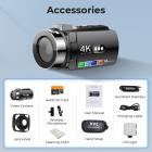 Câmera de Vídeo 4K, Fotos de 64MP, Conexão WiFi, Zoom 28X, Microfone Sem Fio, NV em Cores Completas, Kentfaith