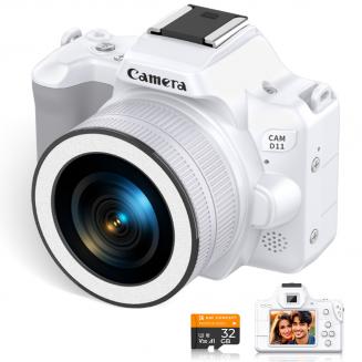 Kompakte Digitalkamera, 2K Videos, 48MP Fotos, DSLR-ähnliches Bokeh, 16X Zoom, EIS-Stabilisierung, Kentfaith