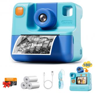 Stampa istantanea per fotocamera per bambini, Regali di Natale e Compleanno per Ragazze e Ragazzi 3-12, Selfie 24MP 1080P, Kentfaith (Blu)
