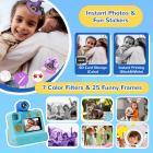 Câmera Instantânea para Crianças, Presentes de Natal e Aniversário para Meninas e Meninos de 3-12 Anos, 24MP 1080P Selfie, Kentfaith (Azul)
