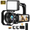 Камера 8K, фотографии 64MP, подключение WiFi, 2 батареи, дистанционное управление, карта 64GB, KentFaith
