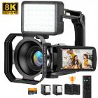 8K Filmadora, Fotos de 64MP, Conexão WiFi, 2 Baterias, Controle Remoto, Cartão de 64GB, Kentfaith