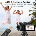 8K Filmadora, Fotos de 64MP, Conexão WiFi, 2 Baterias, Controle Remoto, Cartão de 64GB, Kentfaith