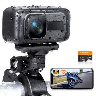 Dashcam Motorrad mit 2K-Auflösung 140° Weitwinkel WiFi-Steuerung USB-Stromversorgung Kentfaith