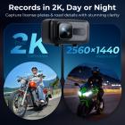 Câmera de Painel para Motocicleta com Resolução 2K Ângulo Amplo de 140° Controle WiFi Alimentação USB Kentfaith